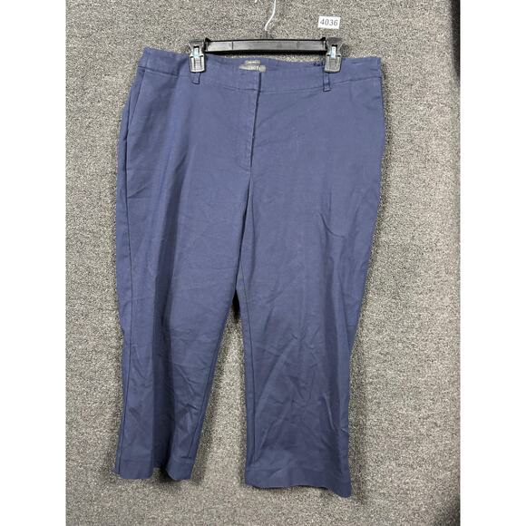 Talbots Chelsea Pants Womens Size 16W Blue Chambray Crop Highh Rise Stretch - Picture 1 of 8